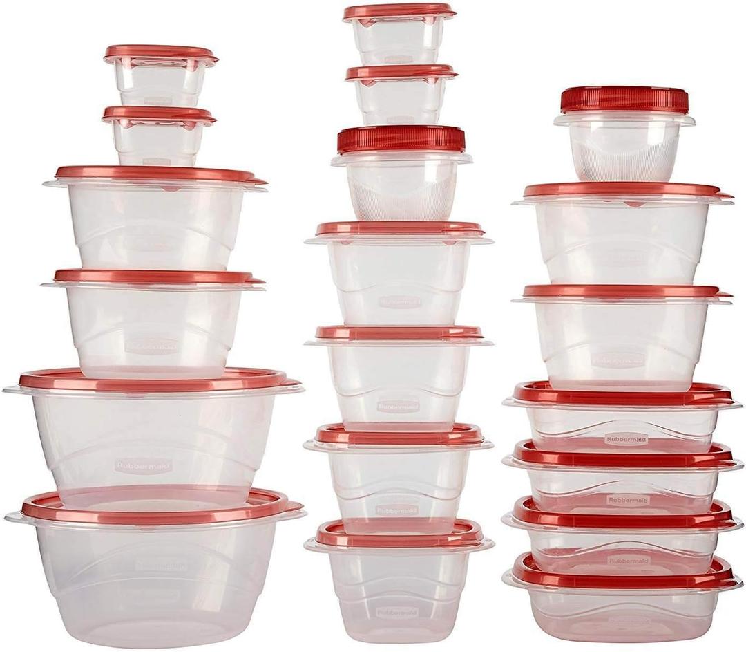 Rubbermaid TakeAlongs Assorted Food Storage Containers, Tint Chili, 40-Piece Set