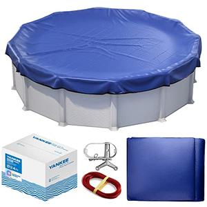 Winter Pool Cover 24 ft Round for Above Ground | Extra Thick & Durable Above-Ground Pool Cover | Sapphire Series of Premium Cold- and UV-Resistant Pool Cover | by Yankee Pool Pillow