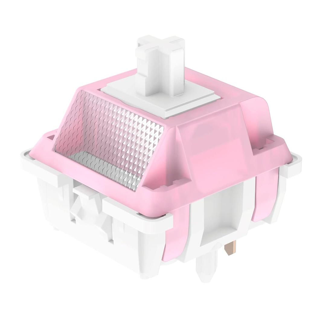 DUROCK White Lotus Switch, High Precision Light Tactile Switches 56g Long Spring Pre-Lubed RGB Tactile Keyboard Switches (DUROCK White Lotus, 70pcs)