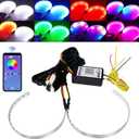 Demon Eye Devil AngelEyes RGB Halo Rings for Car Motorcycle 2.5/2.8/3.0inch Projector Lenses Decorative Light DRL Decorative Driving Turn Signal Light iOS Android APP Bluetooth Control,1Set