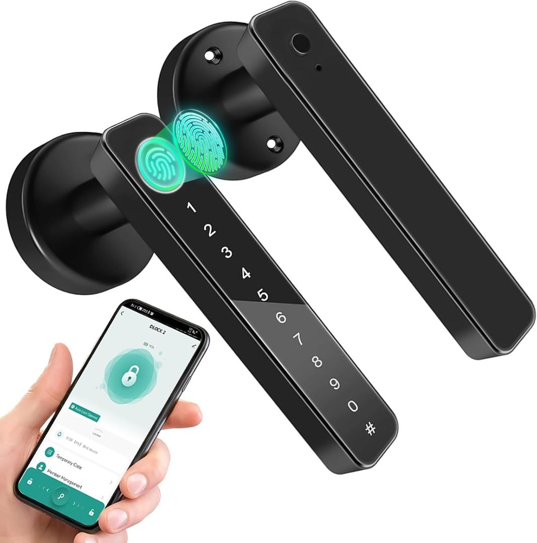 Fingerprint Door Lock, Smart Fingerprint Door Knob, Keyless Entry Door Locks with Handle, Biometric Electronic Door Knobs with Keypad for Bedroom Home Apartment