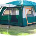 KTT Extra Large Tent 12 Person(A),Family Cabin Tents,2 Rooms,3 Doors and 3 Windows with Mesh,Straight Wall,Waterproof,Double Layer,Big Tent for Outdoor,Picnic,Camping,Family Gathering