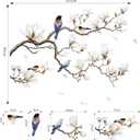SHUCHING White Magnolia Tree Wall Decals Peel and Stick, Trees Flowers Wall Decor Stickers, White Branches Corner Wall Art(Left)