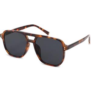 FEISEDY Retro Square Aviator Sunglasses Women Men 70s Vintage Trendy Plastic Frame Sun Glasses B2835