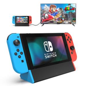 SIWIQU TV Dock Station for Nintendo Switch/Switch OLED, Portable TV Docking Station Replacement with 4K HDMI Adapter/Type C Port/USB Port for Official Nintendo Switch (Normal Model, Blue + Red)