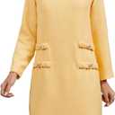 LifeShe Women's Long Sleeve Tweed Mini Dress Business Work Short Dress Elegant Cute Party Dresses (M)