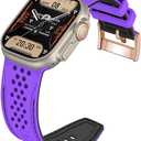 YISIWERA Sport Silicone Band Compatible with Apple Watch Band 42mm 44mm 45mm 49mm for Women Men, Soft Wristband Waterproof Replacement Sport Strap for iWatch Series 9 8 7 6 5 4 3 2 1 Ultra SE Purple