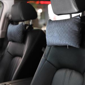 2 Pack Super Cozy Car Headrest Pillow, 100% Cotton Car Neck Pillow with Adjustable Strap, Travel Pillow Car Pillow for Neck/Back Pain Relief (Gray-Checkerboard)