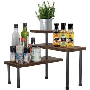 Kitchen Countertop Organizer, Kitchen Corner Shelf, 3 Tier Moveable Corner Shelf, Bathroom Counter Organizer, for Kitchen Counter, Coffee Bar, Bathroom Sink, Spice Rack, Plant Shelf