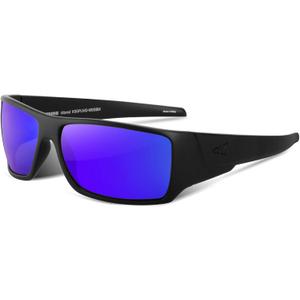 KastKing Iditarod Polarized Sport Sunglasses for Men and Women, Ideal for Driving Fishing Cycling and Running, UV Protection (E.frame: Matte Blackout /Lens: Smoke Cobalt)