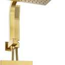 Brushed Gold Shower System with 10Inch Rain Shower Heads with Handheld Spray Combo, Gold Shower Faucet Set with Rain Shower and Handheld, Gold Shower Head and Handle Set(Shower Valve Kit Included)