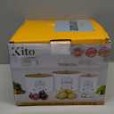 Canister Sets for Kitchen Counter with Wooden Bamboo Lids, Kitchen Canisters for Countertop, Stackable Steel Farmhouse Canisters for Potato Storage, Onion and Potato Storage Bins - White