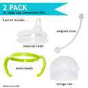 Soft Spout Transition Sippy Cup Kit for Comotomo Baby Bottles - Botabee Conversion Kit Fits 5 and 8 Ounce Bottle - Sippy Cup Baby Bottle Nipple with Weighted Straw & Bottle Handles (Pack of 2, Green)