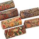 Mandala Bohemian Style 6 Pcs Lipstick Case With Mirror Chapstick Holder Storage Vintage Makeup Box Small Gifts Case