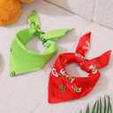Christmas Dog Bandanas, Green Classic Christmas Scarf for Medium Large Dogs, Double Sided 2-Pack