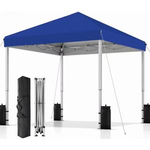 SANWAY 10x10 Pop Up Canopy Tent, One Push Setup, Instant Portable for Outdoor Events, Parties & Camping with 8 Stakes, 4 Ropes and Carry Bag, Blue