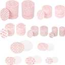 PATIKIL 20/24/28/38/51mm/0.79/0.95/1.1/1.5/2" Foam Lid Liner, 500pcs Adhesive Round PS Pressure Sensitive Seals for Plastic Glass Jar Bottle Cap Canning Vials Seals Red Text, White