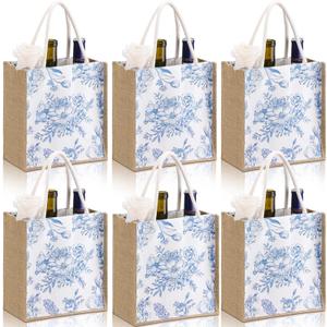 Paterr 6 Pcs Bridesmaid Bags Blue White Vintage Floral Burlap Tote Bridal Party Gift Bags Reusable Jute Tote with Handles Medium for Wedding Day Engagement DIY Shopping Bridal Shower Paterr 6 Pcs Bridesmaid Bags Blue White Vintage Floral Burlap Tote Bridal Party Gift Bags Reusable Jute Tote with Handles Medium for Wedding Day Engagement DIY Shopping Bridal Shower