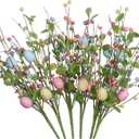 6PCS Easter Egg Stems,17in Tall Artificial Easter Picks Colorful Berry Sprays for Flower Arrangement and Home Decor