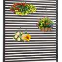 Metal Outdoor Privacy Screen with Stand, 3.6 ft W x 6 ft H PE-Coating Steel Pipes and Slats Panels, Decoative Privacy Screen Fence Panels Freestanding for Outside Patio Garden Backyard, Brown