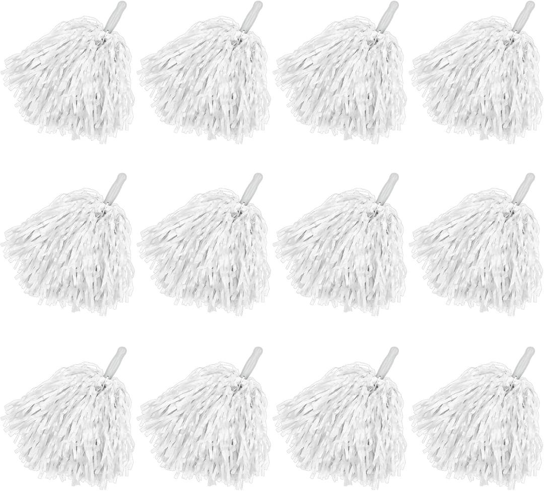 Plastic Cheerleading Pom Pom for Spirit Squadsikit Rooters, Cheering Teams (white)