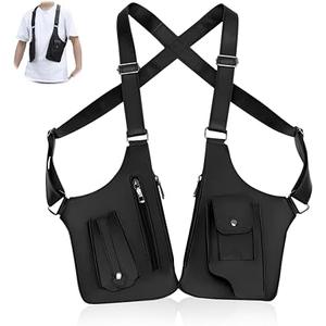 Premium Shoulder Bag for Men, Double Shoulder Armpit Bag Fashion Underarm Holster Wallet Adjustable PU Leather Waterproof AntiTheft Harness for Men Boyfriend, Father, Teen Gifts