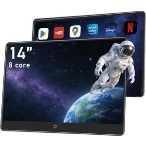 14 inch 4K Android Car TV Headrest Monitor for Cars Back seat Rear Entertainment System, Support Wireless Phone Link Touch Screen,with WiFi/Bluetooth/HDMI/USB/Video Player 4G+64G 8core (2PCs)
