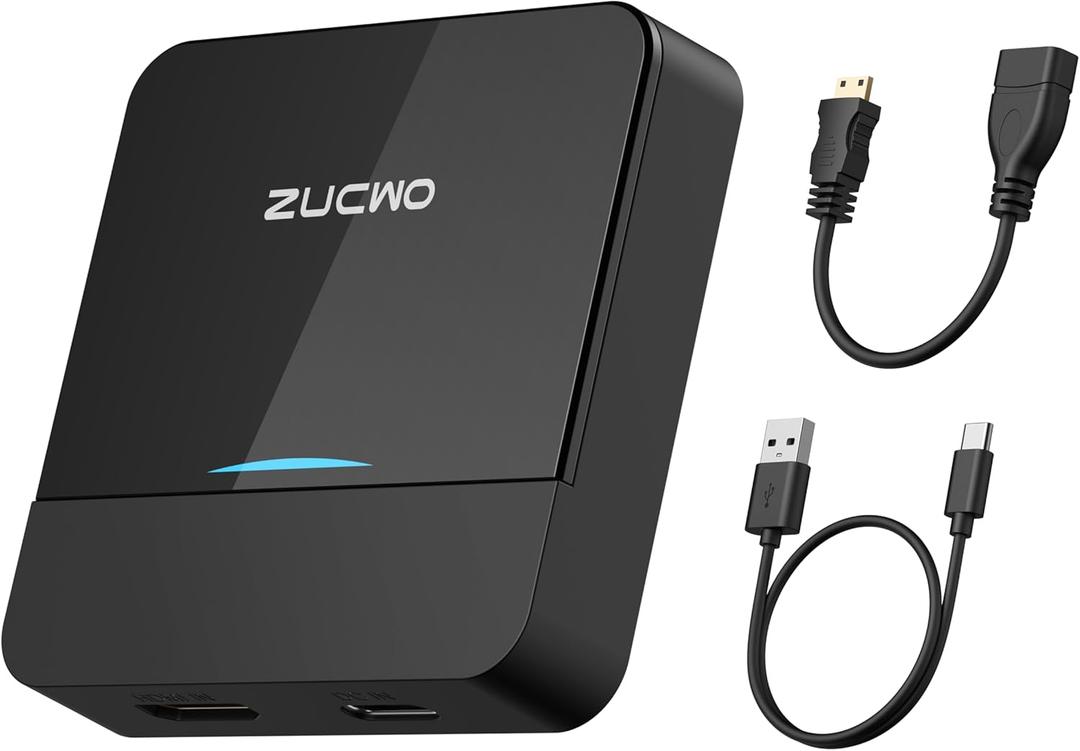 ZUCWO Wireless CarPlay Adapter & Car TV Mate Support Video HDMI Converter for TV Stick/Game Machine, 2in1 CarPlay HDMI Multimedia for Cars with Factory Wired CarPlay from 2016, Plug & Play, Black