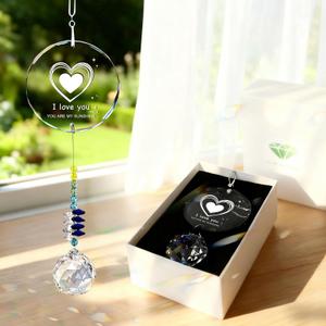 I Love You Gifts, K9 Crystal Suncatcher - Rainbow Maker Gift for Her Him Wife Girlfriend Husband, Couples Gifts for Anniversary, Christmas, Hanging Crystals Ornament
