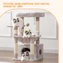 Heybly Cat Tree, Kitten Tower with Large Soft Cat Basket, Cat Condo with Spacious Cat Bed Cave with Hidden Space, Sisal-Covered Scratching Posts, Dangling Ball for Indoor Cats, Muchroom HCT008SMU