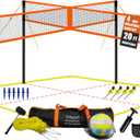 Zdgao 14 ft/20 ft 4-Way Volleyball and Badminton Combo Net with Soft Volleyball, Rubber Hammer and Carry Bag, Adjustable Height Four Square Volleyball Game Set for Backyard and Beach (20FT BLACK & ORANGE)