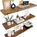 Colima Floating Shelves for Wall Brown Wood Shelf for Bedroom, 24 Inch Wall Mounted Floating Shelves for Bathroom Living Room Kitchen Office, 1.3" Thick Floating Book Shelves Set of 3