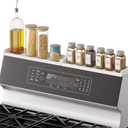 SpaceAid 30" Wide Kitchen Shelf Organizer for Stove, Magnetic Bamboo Spices Shelf for Home Stove Kitchen Storage Organization (Fit for Flat Top Only, White)