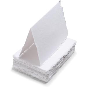 Wanderings Handmade Deckle Edge Tent Cards  Folded to 5" x 7"  150 GSM - 25-Pack  Textured Cotton Paper  Ideal for Place Cards, Blank Name Cards, Table Settings, Gift Tags, Love Notes (White)