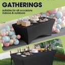 Pureegg Spandex Tablecloth 6ft - 6 Pack, Fitted and Stretch Table Cover for Rectangle Tables, Wrinkle-Resistant and Secure Fabric for Outdoor, Picnic, Party, Wedding, Banquet and Birthday, Black