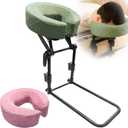 Massage Headrest for Bed with 2 Pillowcases Home Mattress Top Adjustable Massage Table Head Holder for Professional and Home Use with 2 Pack of Removable & Washable Pillowcases (Green & Light Pink)