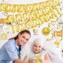 Breling 46 Pcs Childhood Cancer Awareness Month Decorations Including Banner Hanging Swirls Wall Decor Holiday Celebrating Events for Festival Supplies