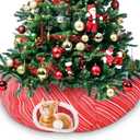 Soulchen Cat Tunnel with Christmas Tree Skirt, 35.8'' Cat Bed for Indoor with Hanging Ball, Xmas Festive Foldable Kitty Pipeline for Kittens Small Animal Christmas Decoration(Diagonal Stripes)