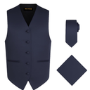 Oliver George 3pc Men's Solid Formal Waistcoat Tuxedo Dress Vest Necktie Handkerchief Set For Suit or Tuxedo, XXL