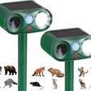 2Pack Solar Ultrasonic Animal Repeller with Strobe Light – for Gardens, Farms and courtyards Outdoor Deterrent for Raccoons, Deer, Squirrels, Cats, Skunks & Foxes