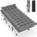 Slendor Camping Cot, Folding Camping Cots for Adults, Portable Sleeping Cot with Carry Bag, 1200D Double Layer Oxford, Camp Cot Bed for Guest Travel, RV, Support 500lbs, Charcoal Grey