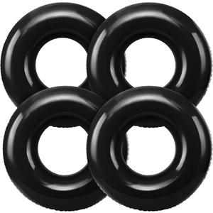 4 Pcs 28" Black Inflatable Pool Float, Summer Beach Party for Adult | Swim Tube Bulk Swimming Ring Pool Floaties, Summer Vacation Beach Themed Party Bachelorette Party Decor