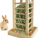 kathson Wooden Hay Feeder Rabbit Less Waste Food Feeding Rack Standing Pet-self Feeding Hay Manager Grass Holder Small Animals Cage Accessories for Bunny Chinchilla Guinea Pig