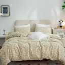 Twin Duvet Set Flowers, 100% Cotton 3 Pieces Twin Floral Bedding Set, Garden Style Yellow Floral Pattern Twin Duvet Cover Floral, with Zipper Closure, Luxury Soft Breathable Comfy (Floral, Twin)