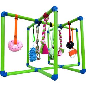 Puppy Play Gym - PVC Frame with 9 Hanging Toys for Small Dogs to Keep Them Busy, Dog Jungle Gym Center for Entertainment, Teething & Mental Stimulation