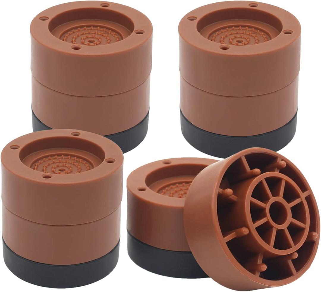 Brown Bed Risers (Set of 4), Adjustable Furniture Risers, 2.3 Inch Height, 1300 lbs Capacity (Raise: 1.3"/2.3")
