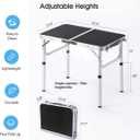 Folding Camping Table, 36''L x24''W Camp Aluminum Table with Adjustable Height Legs, Indoor Outdoor Lightweight Portable Folding Dining Table for Camp Picnic Beach 3Ft black 2 Heights 15"/28"