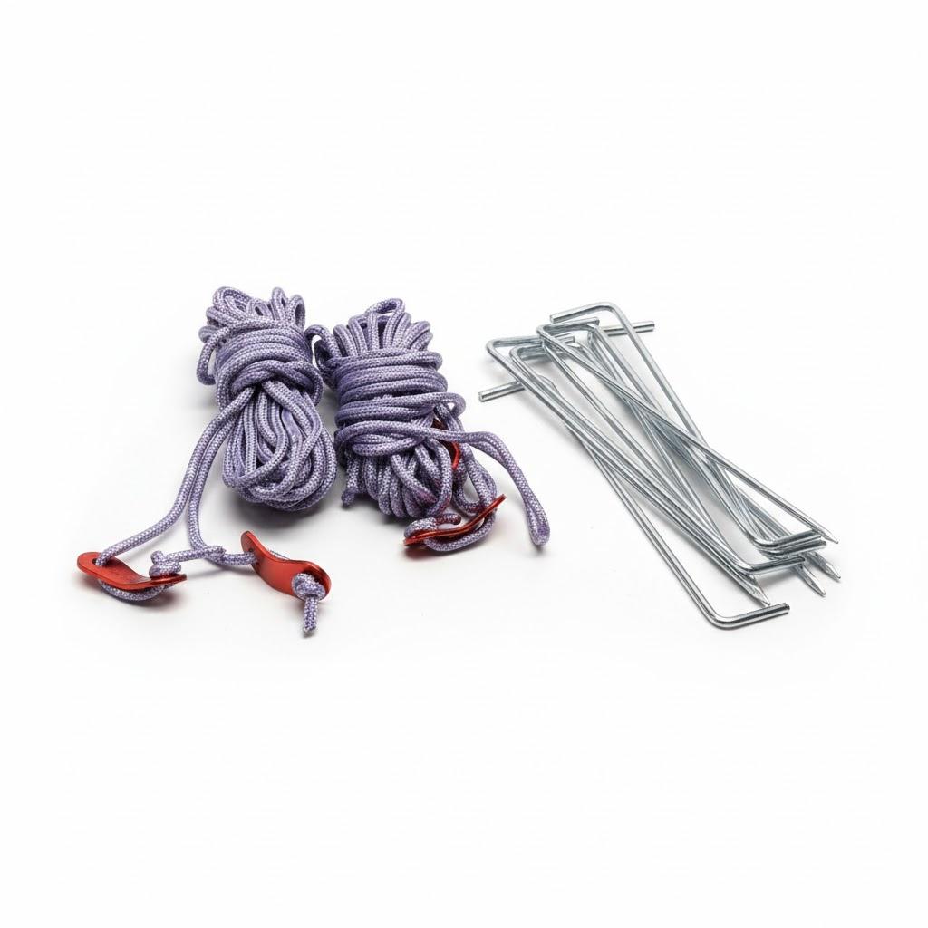 Iron and Nylon Construction Enhanced Stability and Strong Anchoring Portable Ground Pegs Kit with Pouch for Tents and Hammock