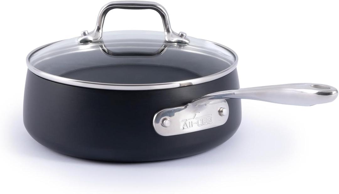 All-Clad HA1 Expert Nonstick 2.5 Qt. Sauce Pan with Lid, Induction Ready | Sauce pan for preparing sauces, Scratch-Resistant Exterior, Warp Resistant, Dishwasher safe, Oven Safe up to 500°F, 2.5 Quarts