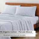 LANE LINEN 100% Organic Cotton Printed King Size Bedding Sheets & Pillowcases Set -Soft & Comfy Breathable Percale Sheet Seasons, 15" Deep Pocket Printed King Sheets - Polka Dot